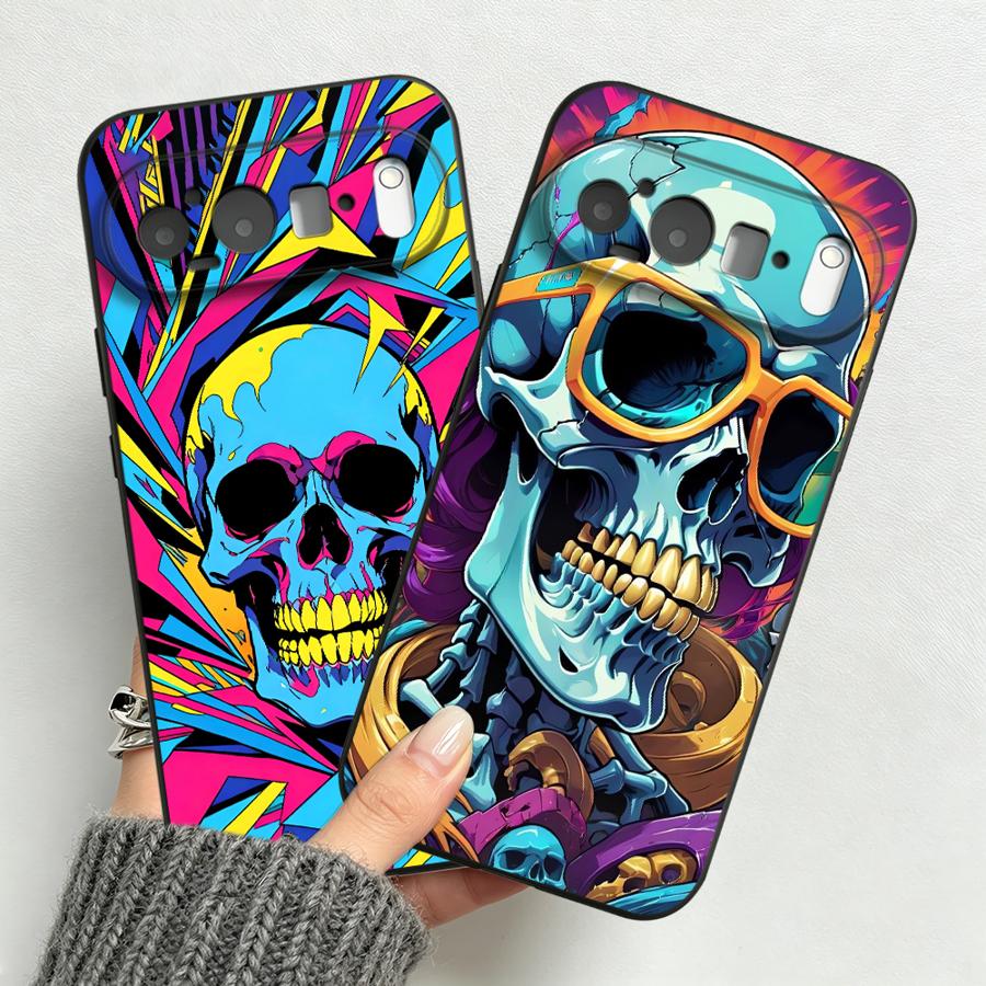 Google Pixel 8A - Neon Pop Art Skull Case for