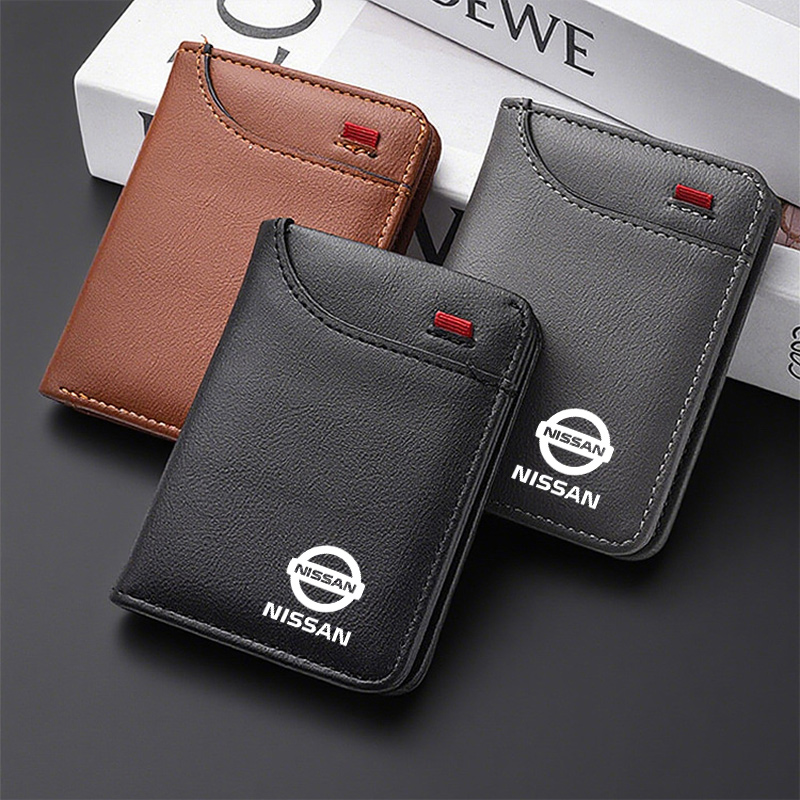 Leather Card Wallet - Leather Mini Credit Card Purse Portable