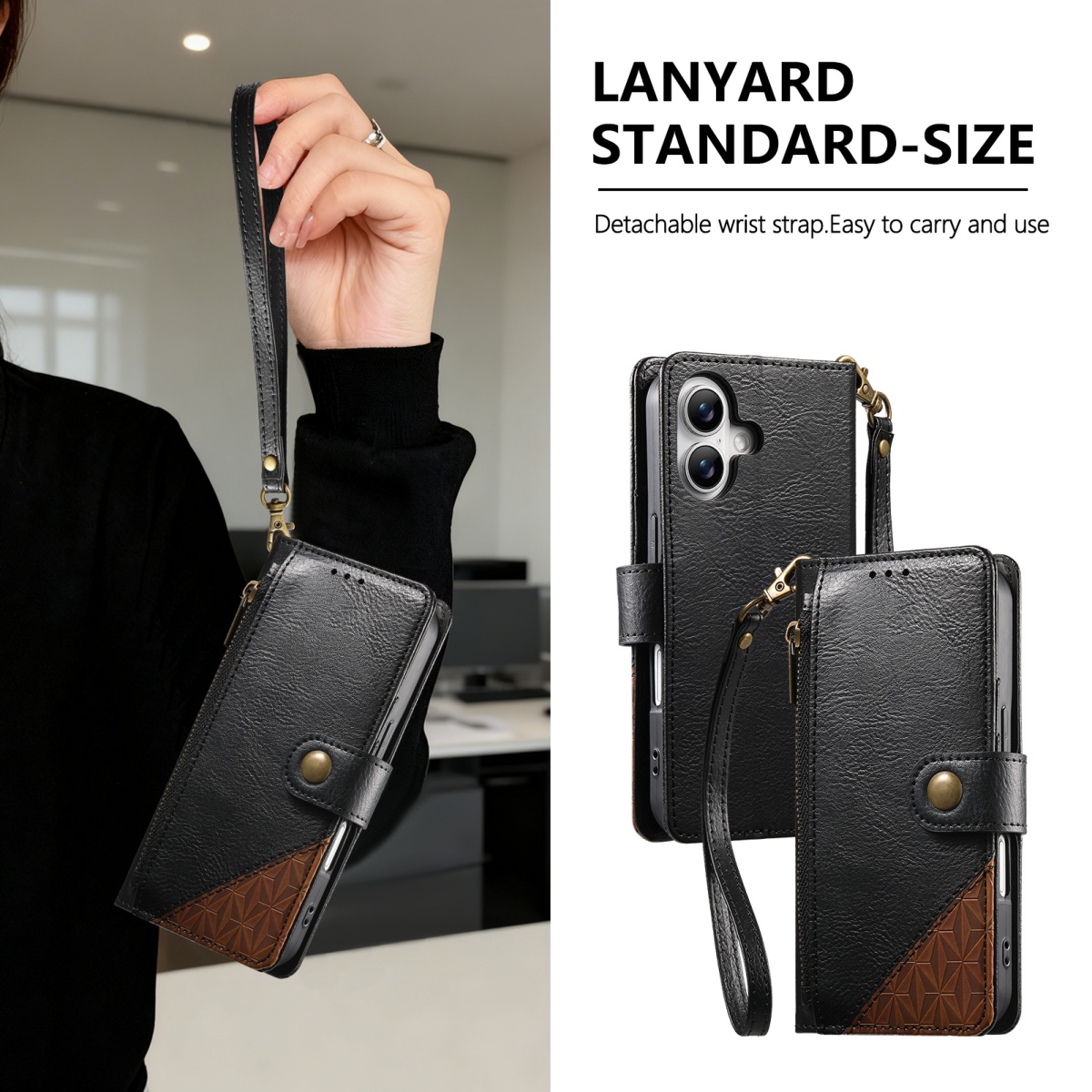 PU Leather Zipper Wrist Strap  - Leather Card Wallet recension och pris