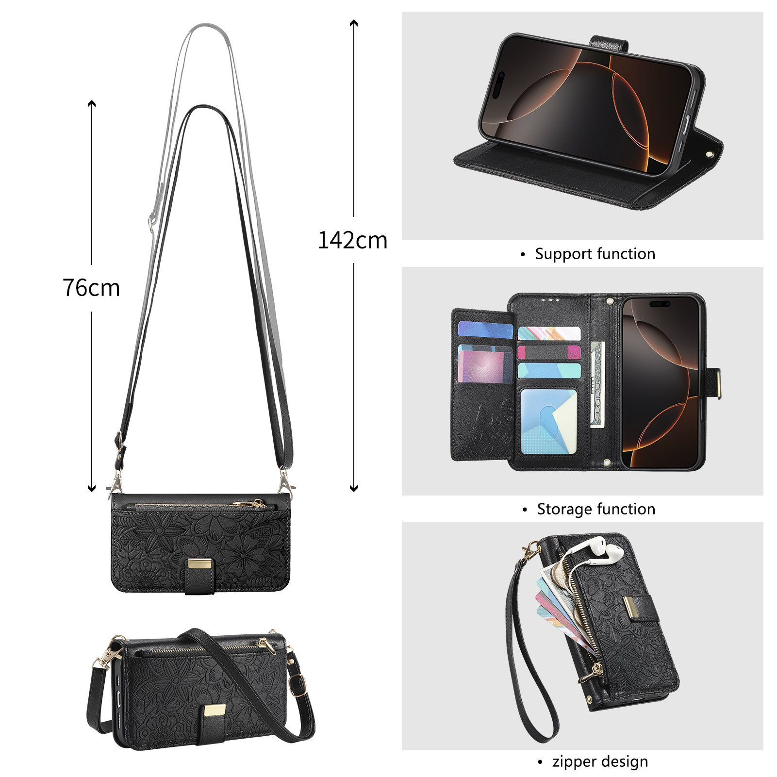 Leather Zipper Crossbody Flip  - Leather Card Wallet recension och pris